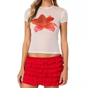 Edikted Aloha sheer white tee